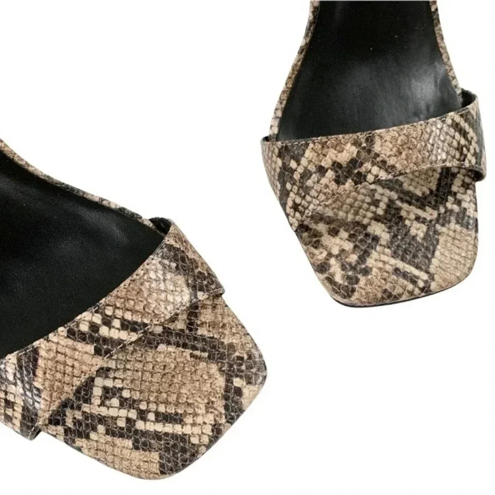Chelsea & Violet Tara Snake Print Block Heel Sandal 6 NWT